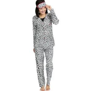 Everyday Koze Harve Benard 4 Piece Pajama Set Sz S Small Leopard Black & White